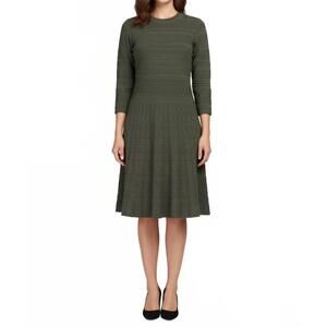 NEW ELIO textured knit dress in green